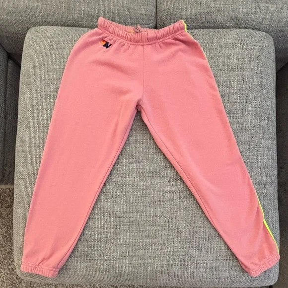 Aviator Nation 🌈 Pink Neon Stripe Zip Hoodie (M) & Sweatpants (XS) Set - Picture 7 of 10